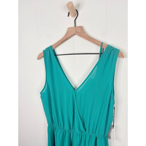 ASTR The Label Teal Chiffon Romper Size Medium Ruffle Hem - Picture 3 of 8